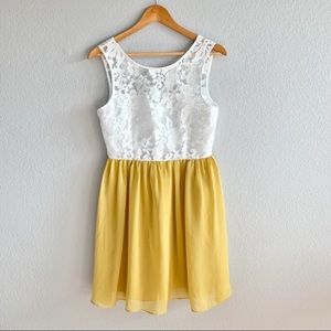 Altar’d State Lace Top Yellow Skirt Dress